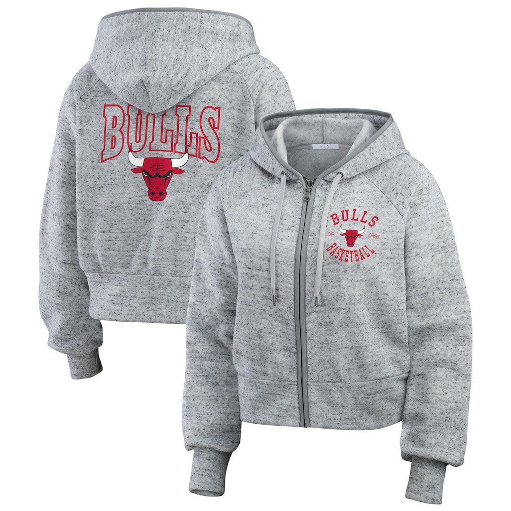 Chicago Bulls WEAR by Erin Andrews Women's Speckled Radiator Full-Zip Hoodie Discount