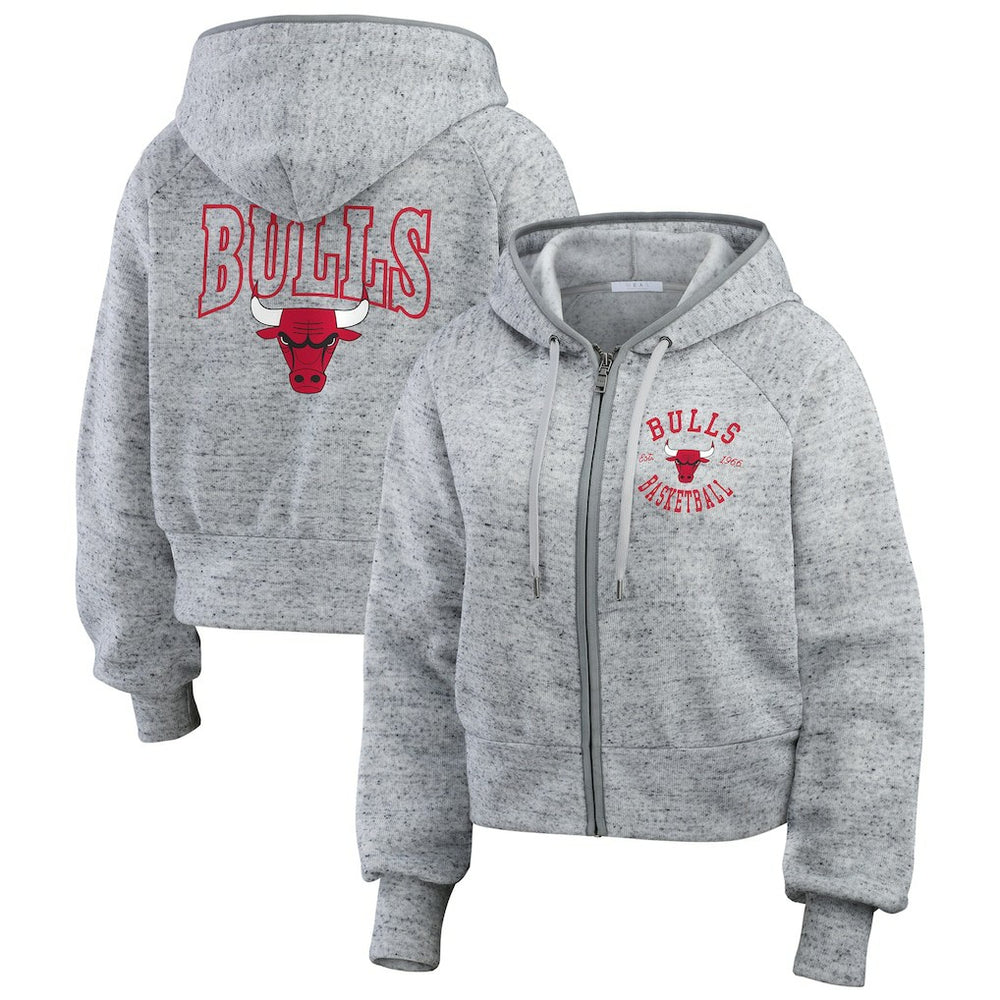 Chicago Bulls WEAR by Erin Andrews Women's Speckled Radiator Full-Zip Hoodie Discount