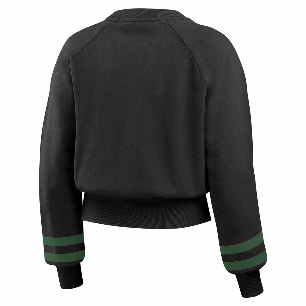 Milwaukee Bucks WEAR by Erin Andrews Women's Vintage Raglan Cropped Pullover Sweatshirt New