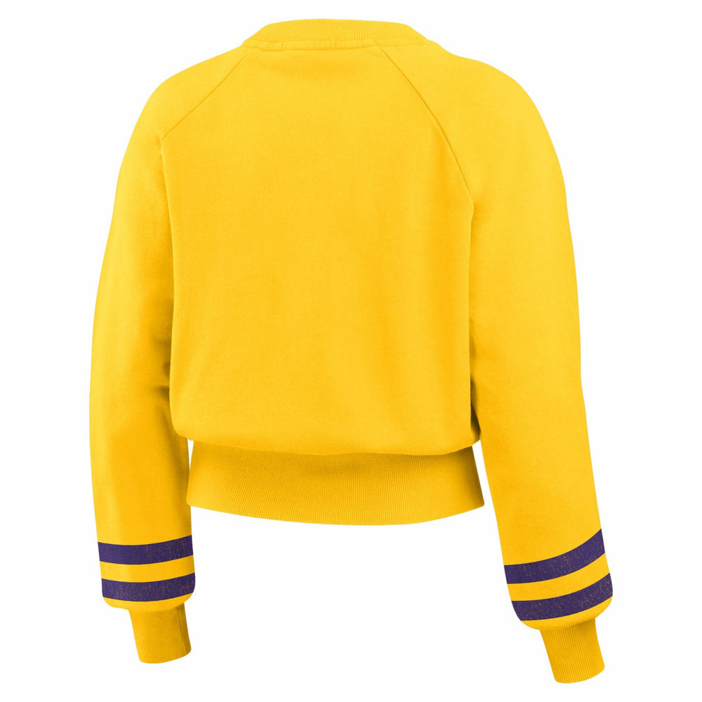 Los Angeles Lakers WEAR by Erin Andrews Women's Vintage Raglan Cropped Pullover Sweatshirt Discount