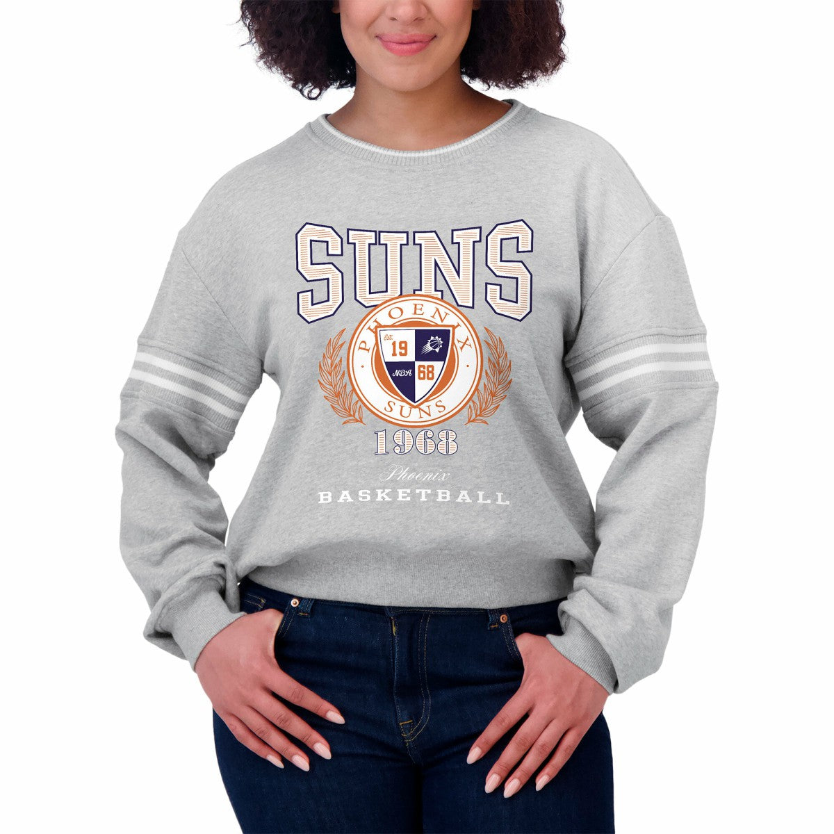 Phoenix Suns WEAR by Erin Andrews Women's French Terry Pullover Sweatshirt On Sale