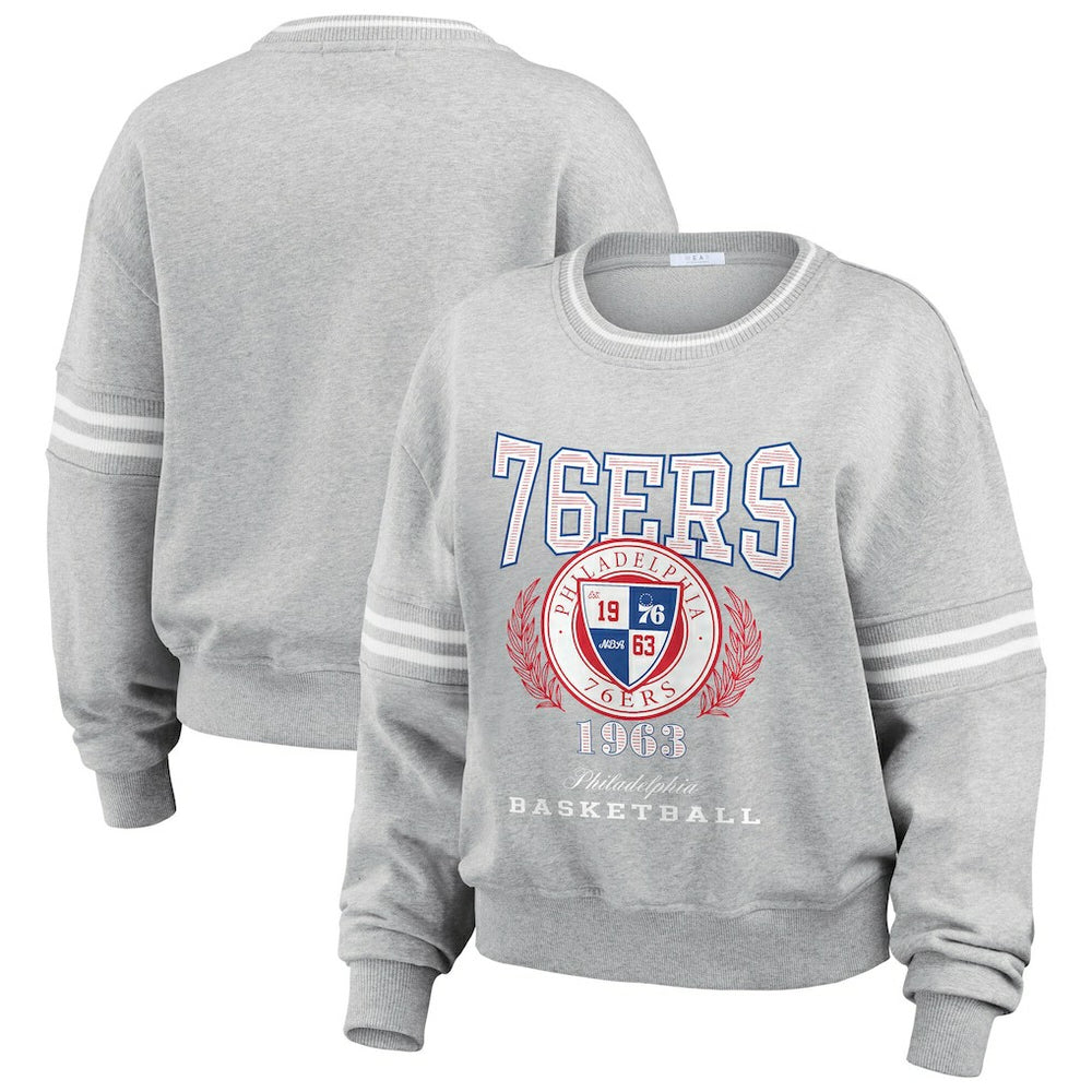 Philadelphia 76ers WEAR by Erin Andrews Women's French Terry Pullover Sweatshirt Discount