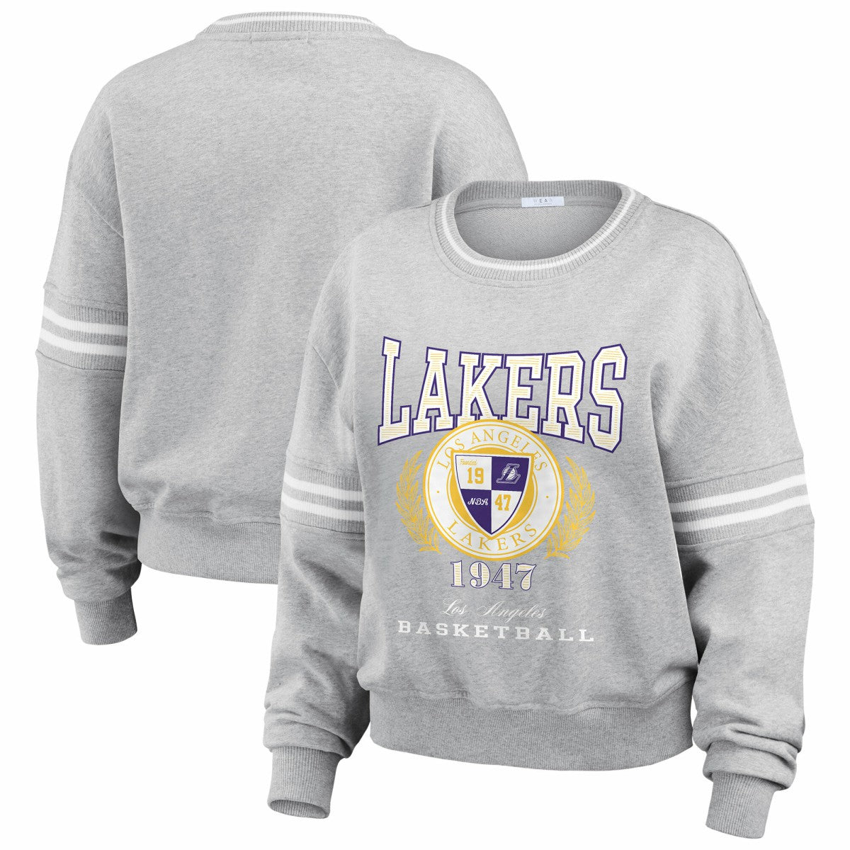Los Angeles Lakers WEAR by Erin Andrews Women's French Terry Pullover Sweatshirt Discount