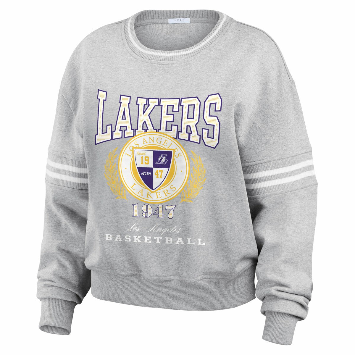 Los Angeles Lakers WEAR by Erin Andrews Women's French Terry Pullover Sweatshirt Discount