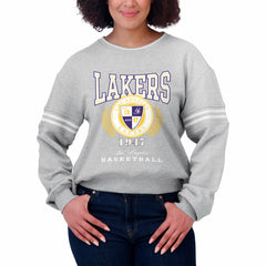 Los Angeles Lakers WEAR by Erin Andrews Women's French Terry Pullover Sweatshirt Discount