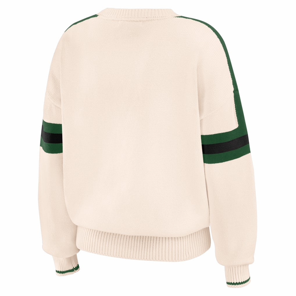 Milwaukee Bucks WEAR by Erin Andrews Women's Stripe Pullover Sweater Discount