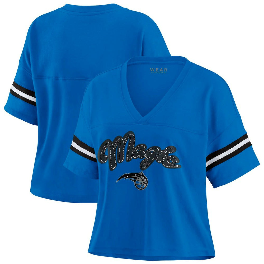 Orlando Magic WEAR by Erin Andrews Women's Color Block Boxy V-Neck T-Shirt On Sale