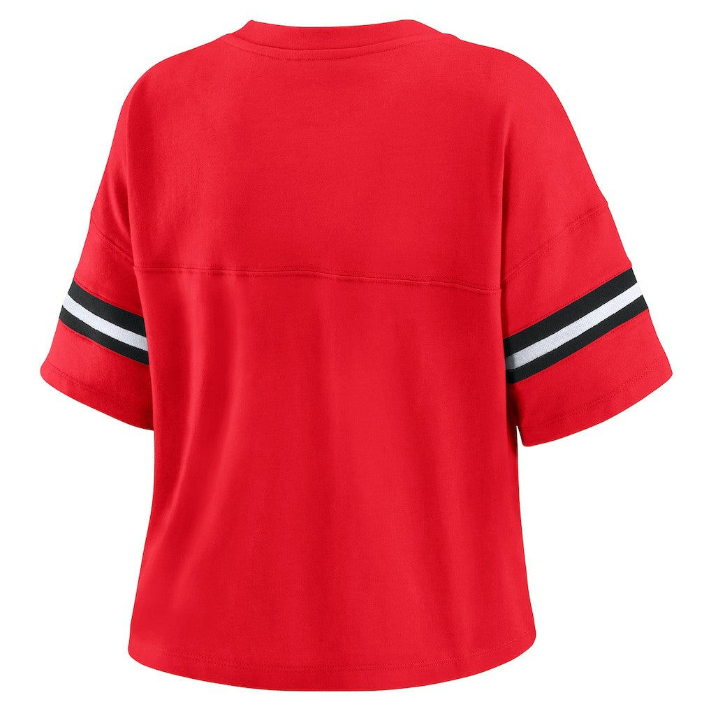 Chicago Bulls WEAR by Erin Andrews Women's Color Block Boxy V-Neck T-Shirt sale Discount