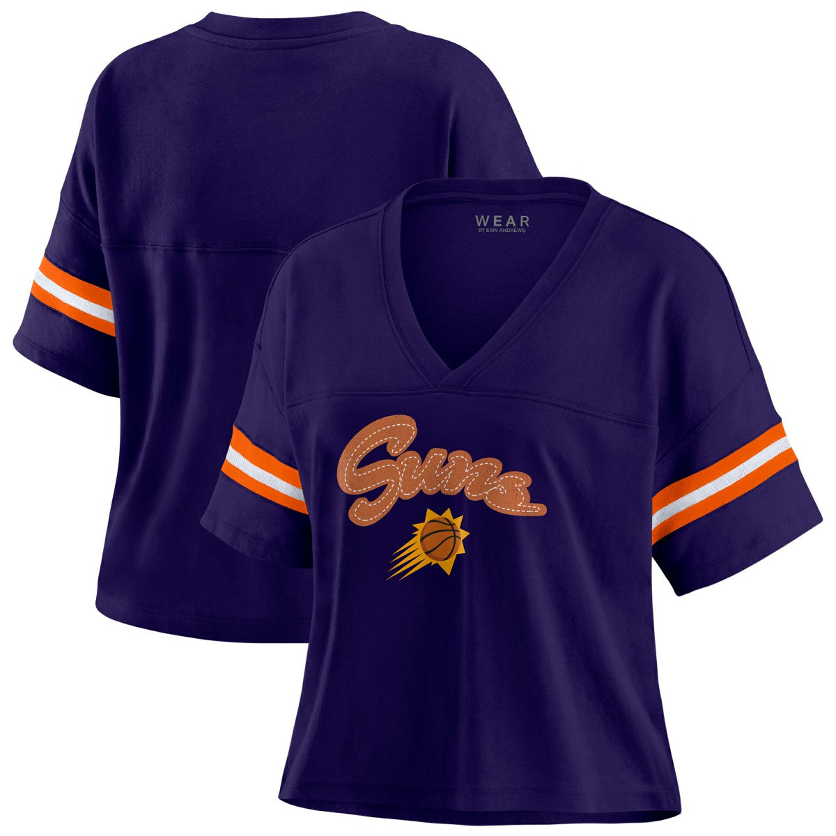 Phoenix Suns WEAR by Erin Andrews Women's Plus Size Color Block Boxy V-Neck T-Shirt Online