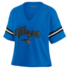 Orlando Magic WEAR by Erin Andrews Women's Plus Size Color Block Boxy V-Neck T-Shirt Discount