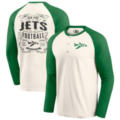 New York Jets Fanatics Darius Rucker Collection Raglan Henley Long Sleeve T-Shirt