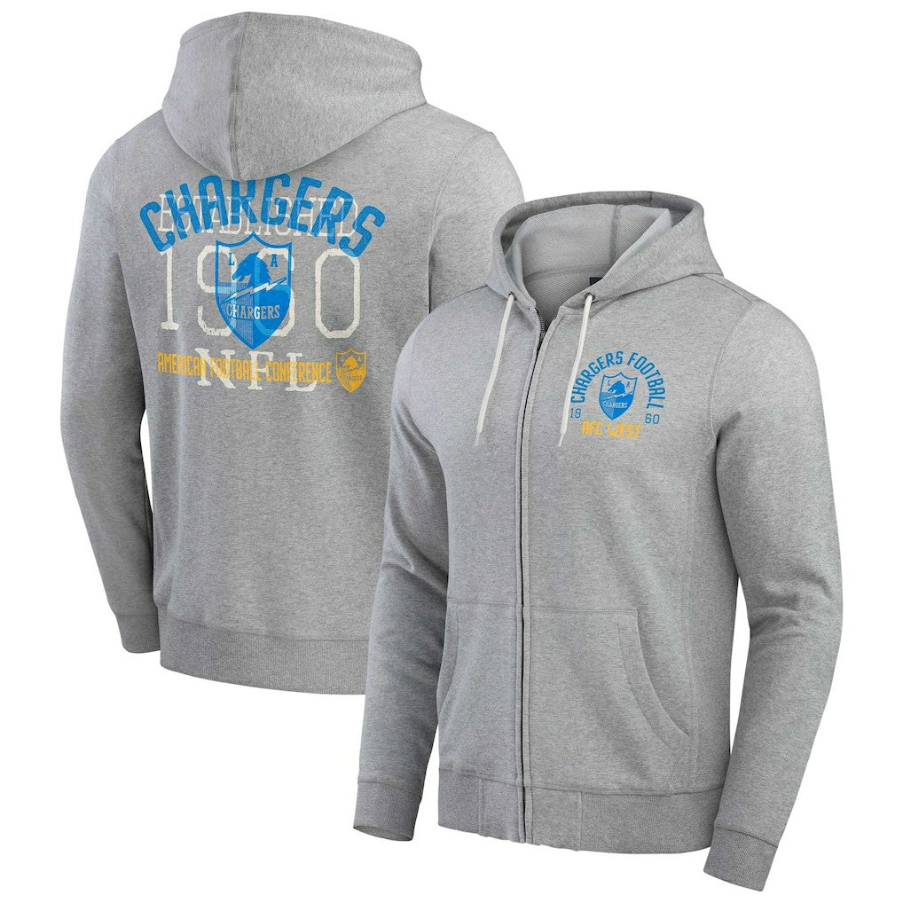 Los Angeles Chargers Fanatics Darius Rucker Collection Vintage Stripe Full-Zip Hoodie