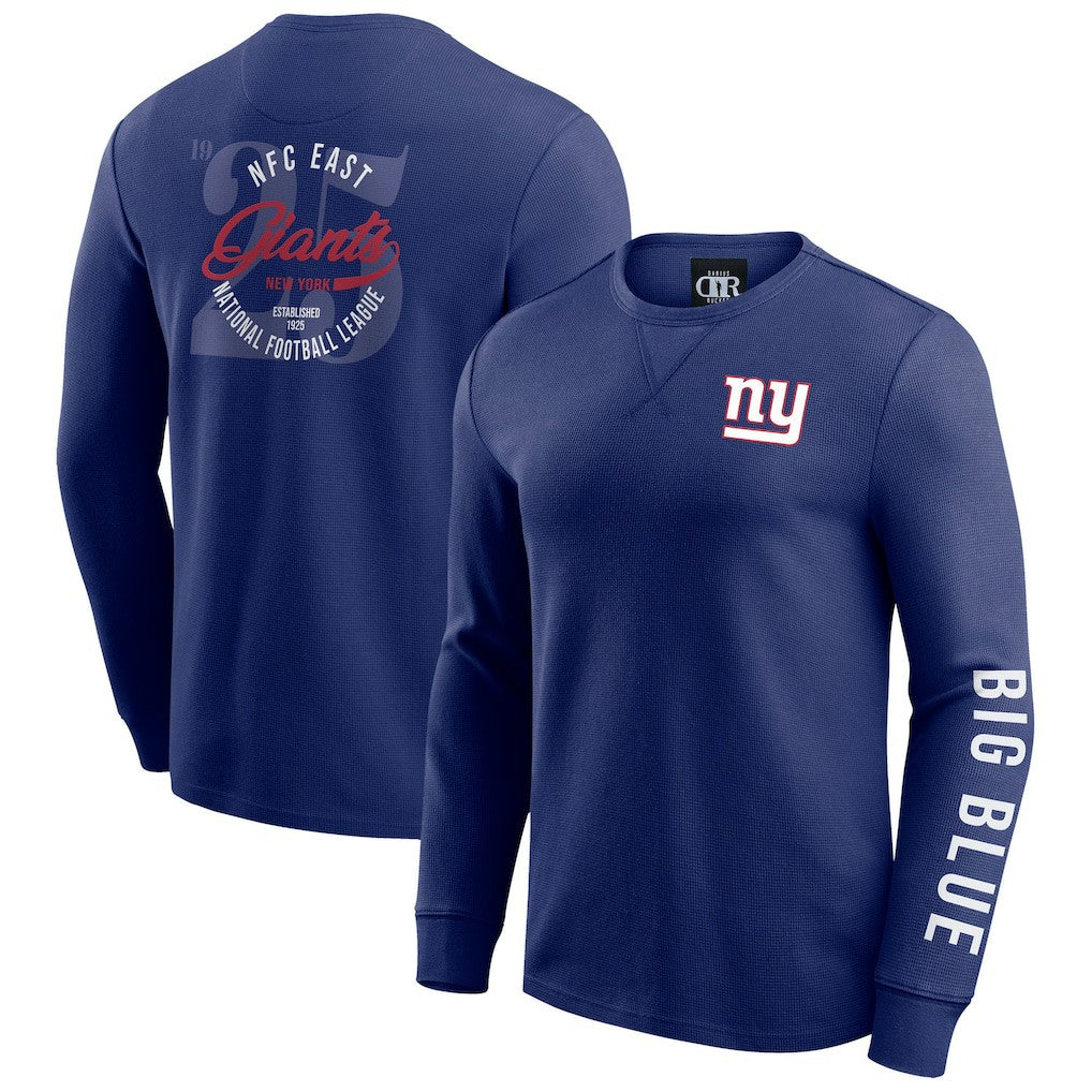 New York Giants Fanatics Darius Rucker Collection Washed Waffle-Knit Long Sleeve T-Shirt