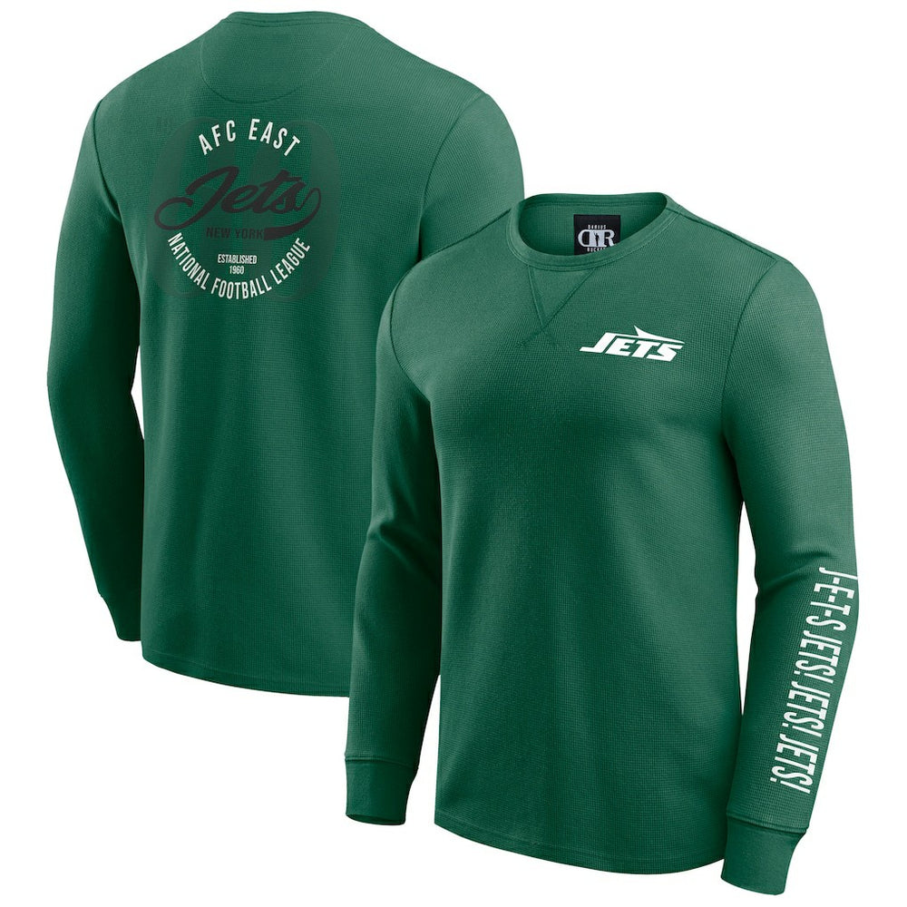 New York Jets Fanatics Darius Rucker Collection Washed Waffle-Knit Long Sleeve T-Shirt