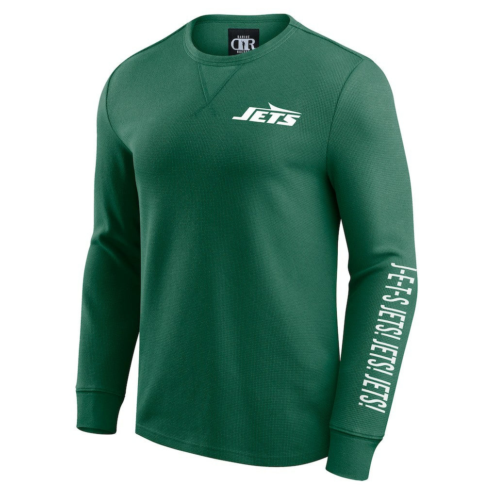 New York Jets Fanatics Darius Rucker Collection Washed Waffle-Knit Long Sleeve T-Shirt