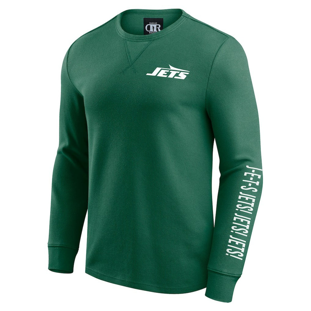 New York Jets Fanatics Darius Rucker Collection Washed Waffle-Knit Long Sleeve T-Shirt