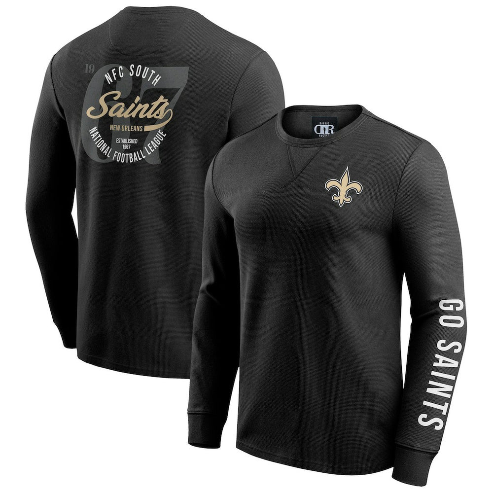 New Orleans Saints Fanatics Darius Rucker Collection Washed Waffle-Knit Long Sleeve T-Shirt