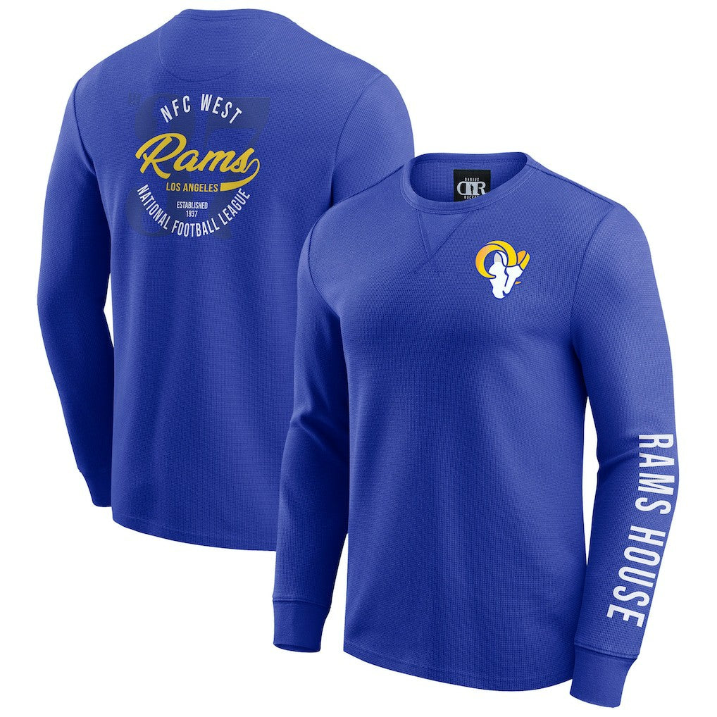 Los Angeles Rams Fanatics Darius Rucker Collection Washed Waffle-Knit Long Sleeve T-Shirt