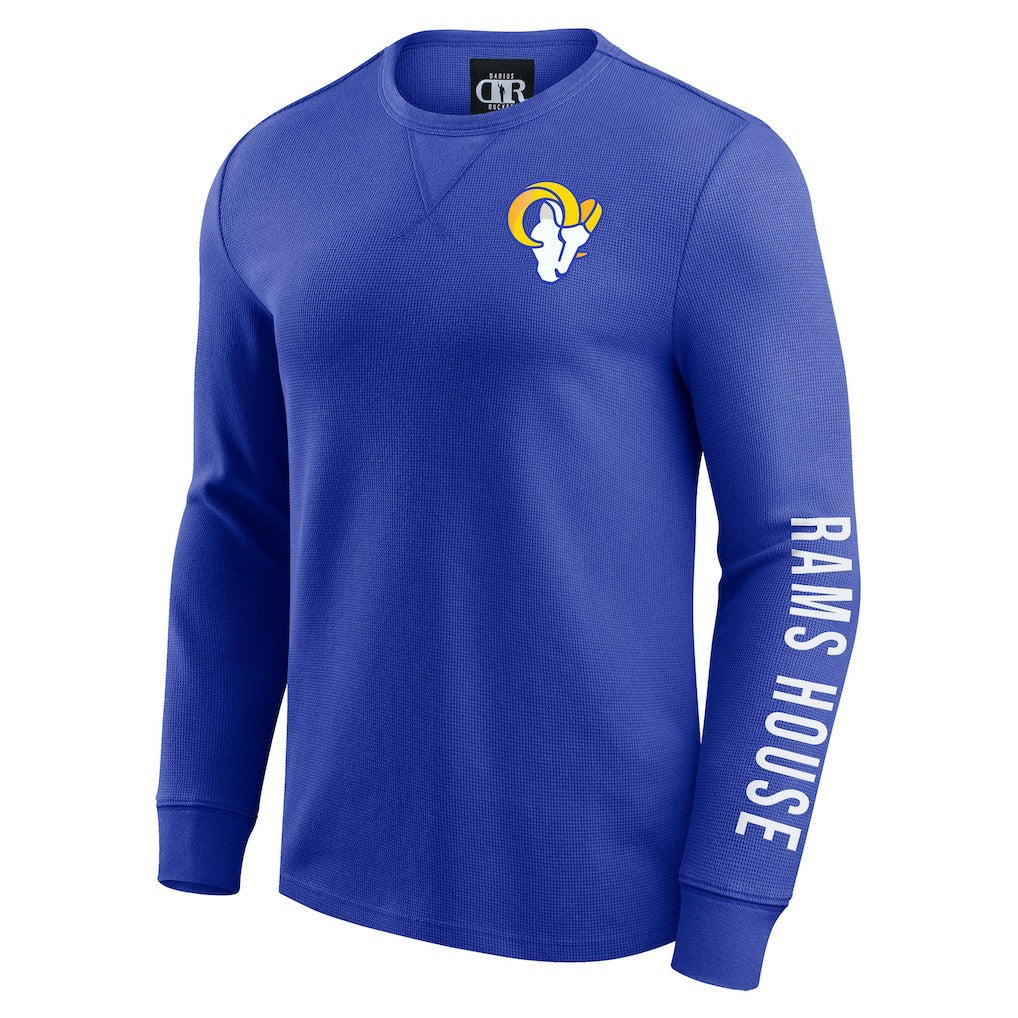 Los Angeles Rams Fanatics Darius Rucker Collection Washed Waffle-Knit Long Sleeve T-Shirt