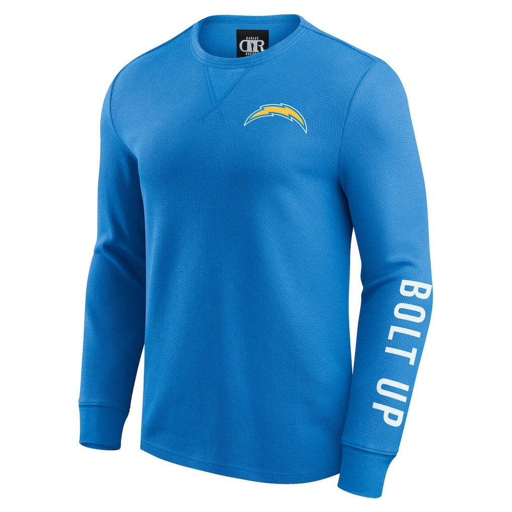 Los Angeles Chargers Fanatics Darius Rucker Collection Washed Waffle-Knit Long Sleeve T-Shirt