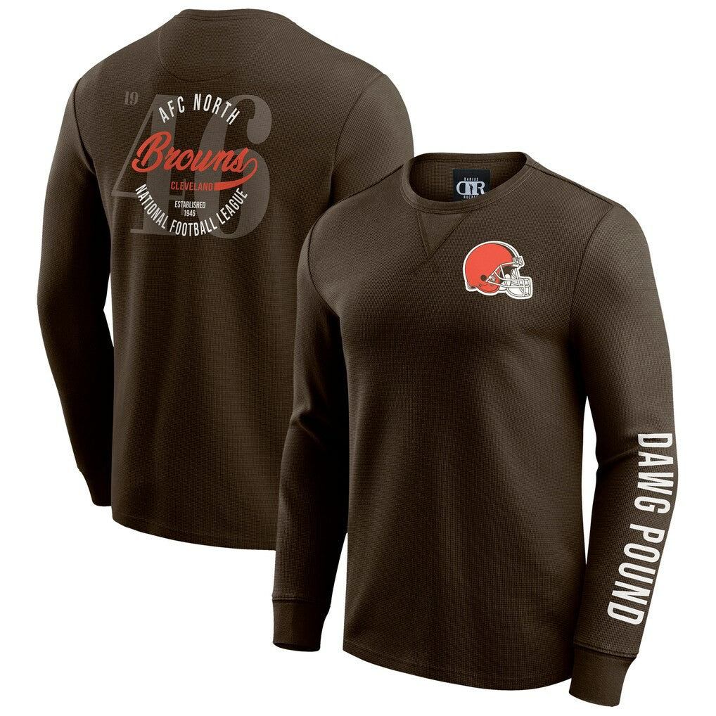 Cleveland Browns Fanatics Darius Rucker Collection Washed Waffle-Knit Long Sleeve T-Shirt