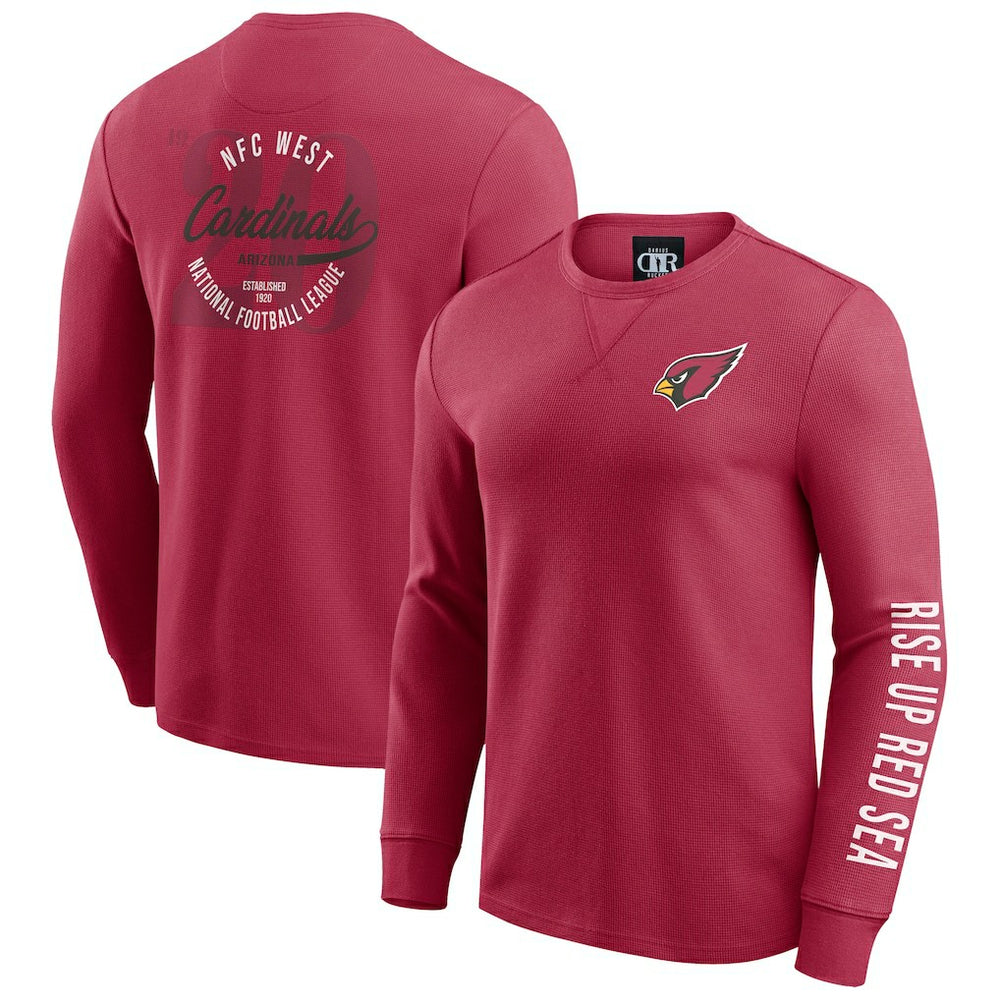 Arizona Cardinals Fanatics Darius Rucker Collection Washed Waffle-Knit Long Sleeve T-Shirt