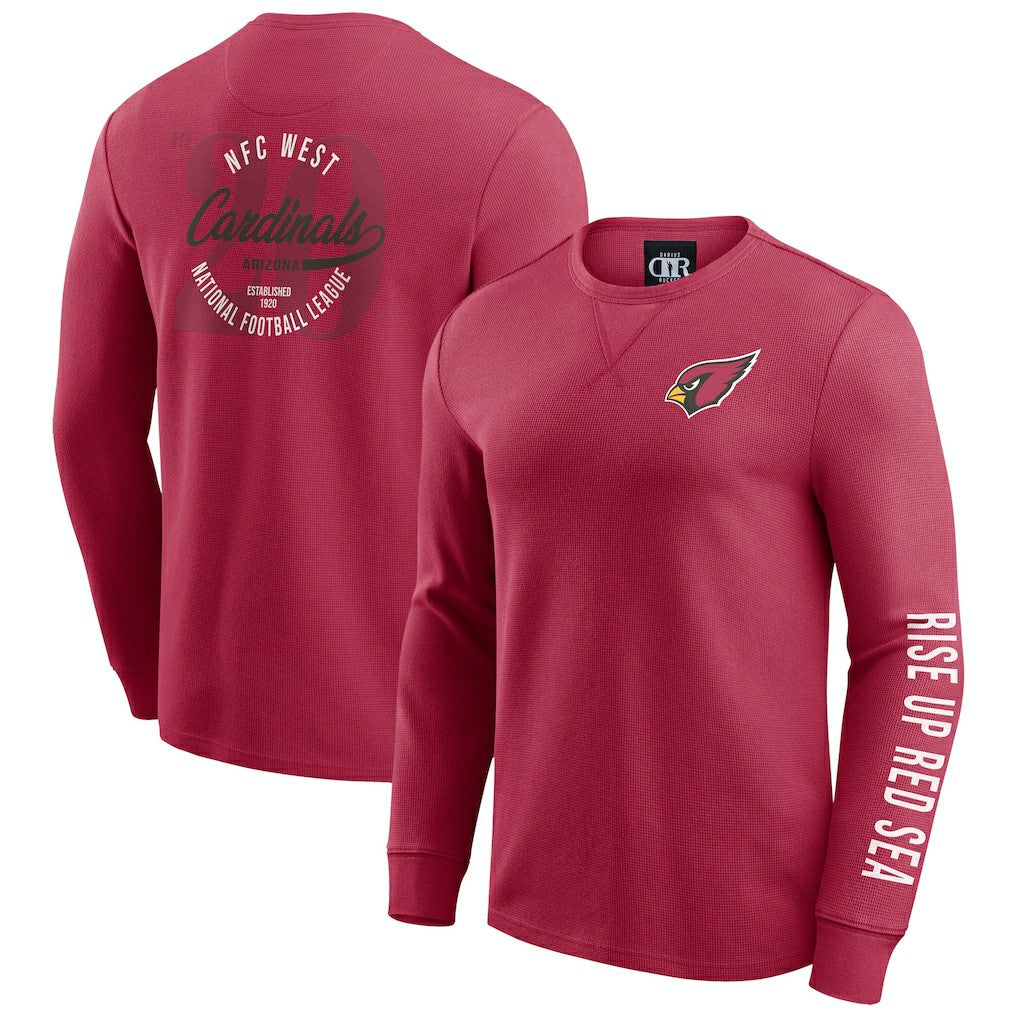 Arizona Cardinals Fanatics Darius Rucker Collection Washed Waffle-Knit Long Sleeve T-Shirt