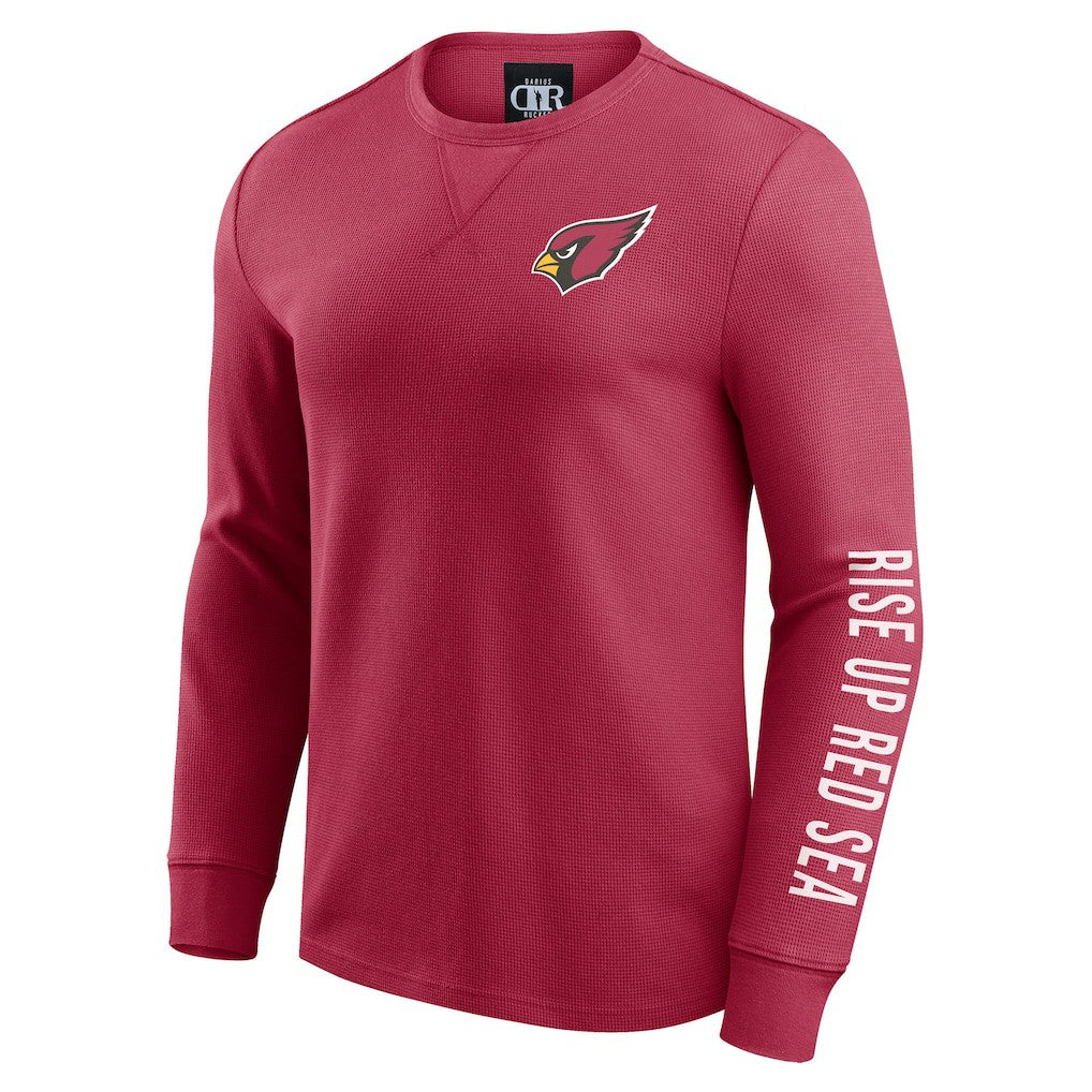 Arizona Cardinals Fanatics Darius Rucker Collection Washed Waffle-Knit Long Sleeve T-Shirt
