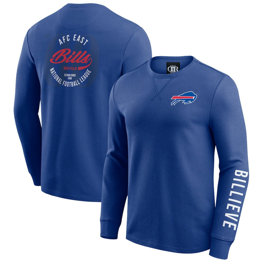 Buffalo Bills Fanatics Darius Rucker Collection Washed Waffle-Knit Long Sleeve T-Shirt