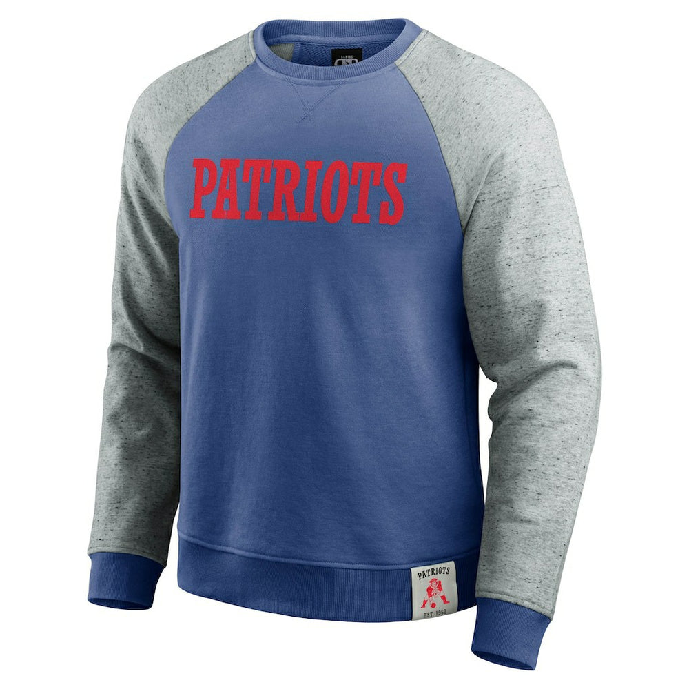 New England Patriots Fanatics Darius Rucker Collection Throwback Color Block Raglan Pullover Sweatshirt