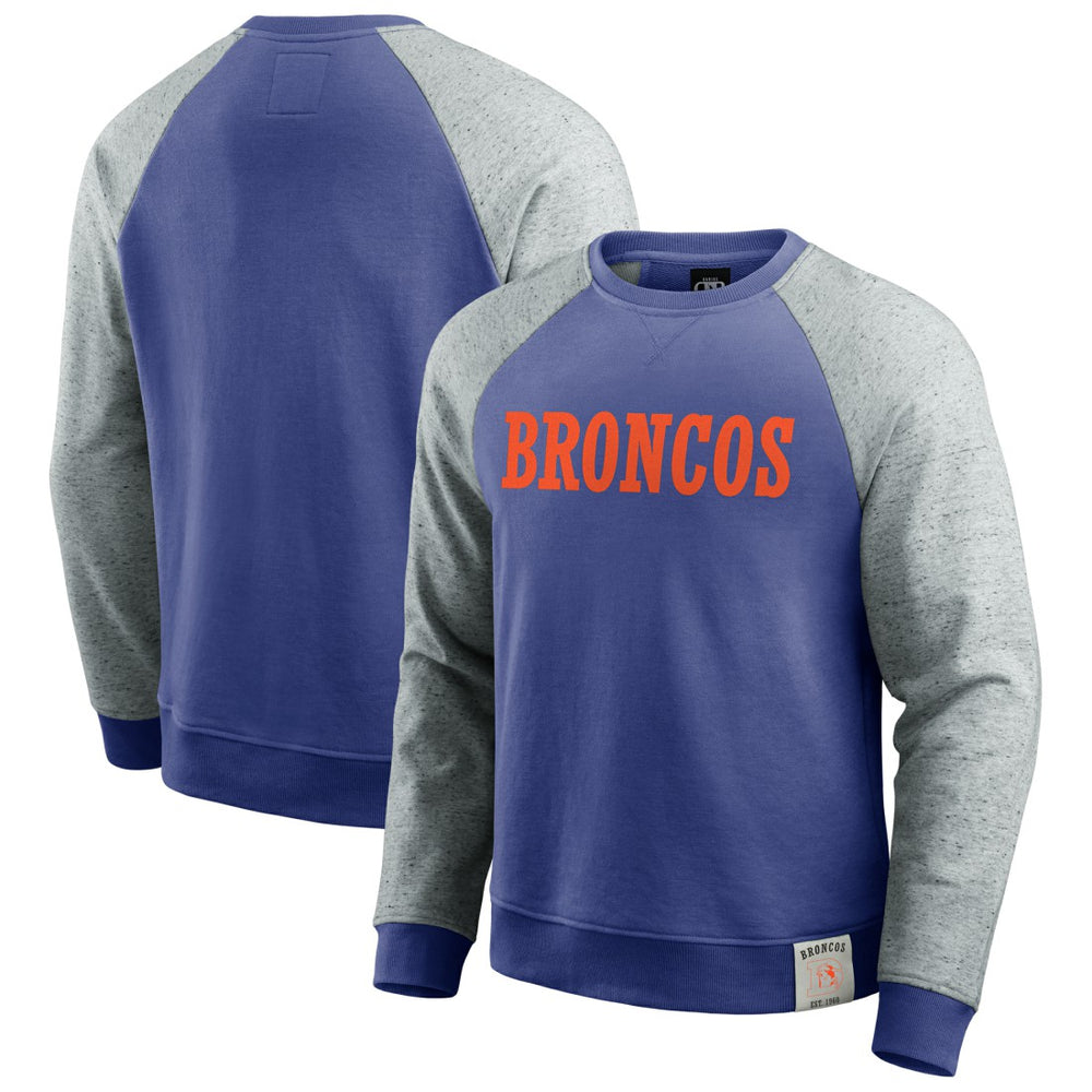 Denver Broncos Fanatics Darius Rucker Collection Throwback Color Block Raglan Pullover Sweatshirt