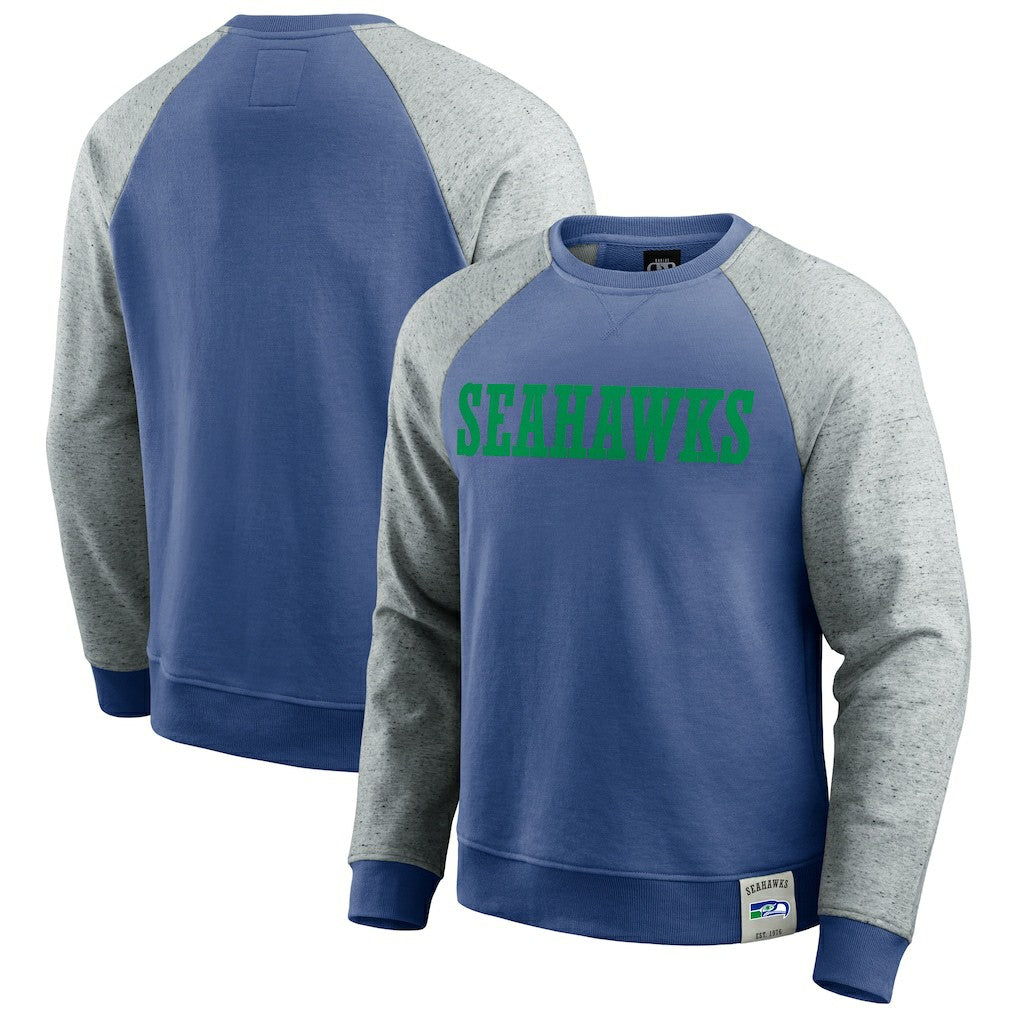 Seattle Seahawks Fanatics Darius Rucker Collection Throwback Color Block Raglan Pullover Sweatshirt