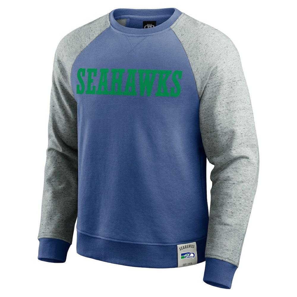 Seattle Seahawks Fanatics Darius Rucker Collection Throwback Color Block Raglan Pullover Sweatshirt