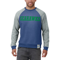 Seattle Seahawks Fanatics Darius Rucker Collection Throwback Color Block Raglan Pullover Sweatshirt