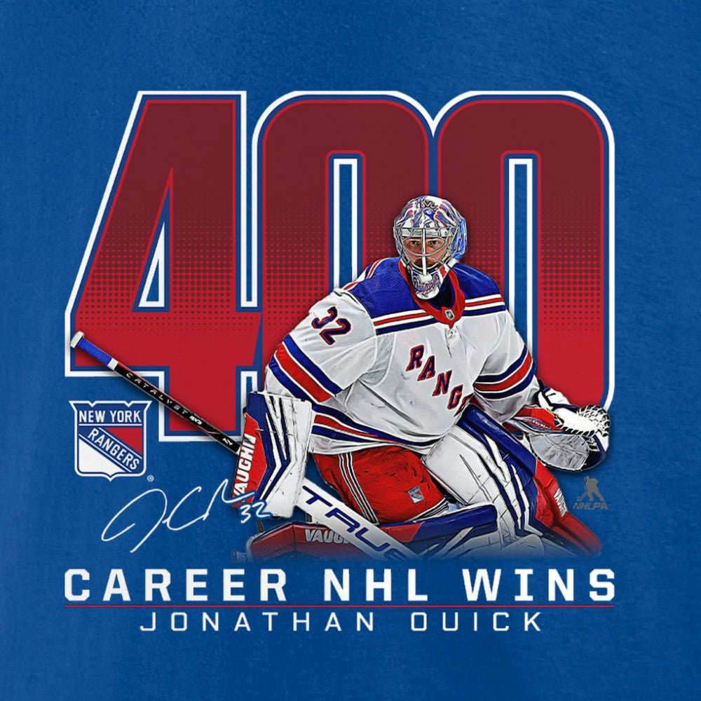 Jonathan Quick New York Rangers 400 Career Wins T-Shirt On Sale