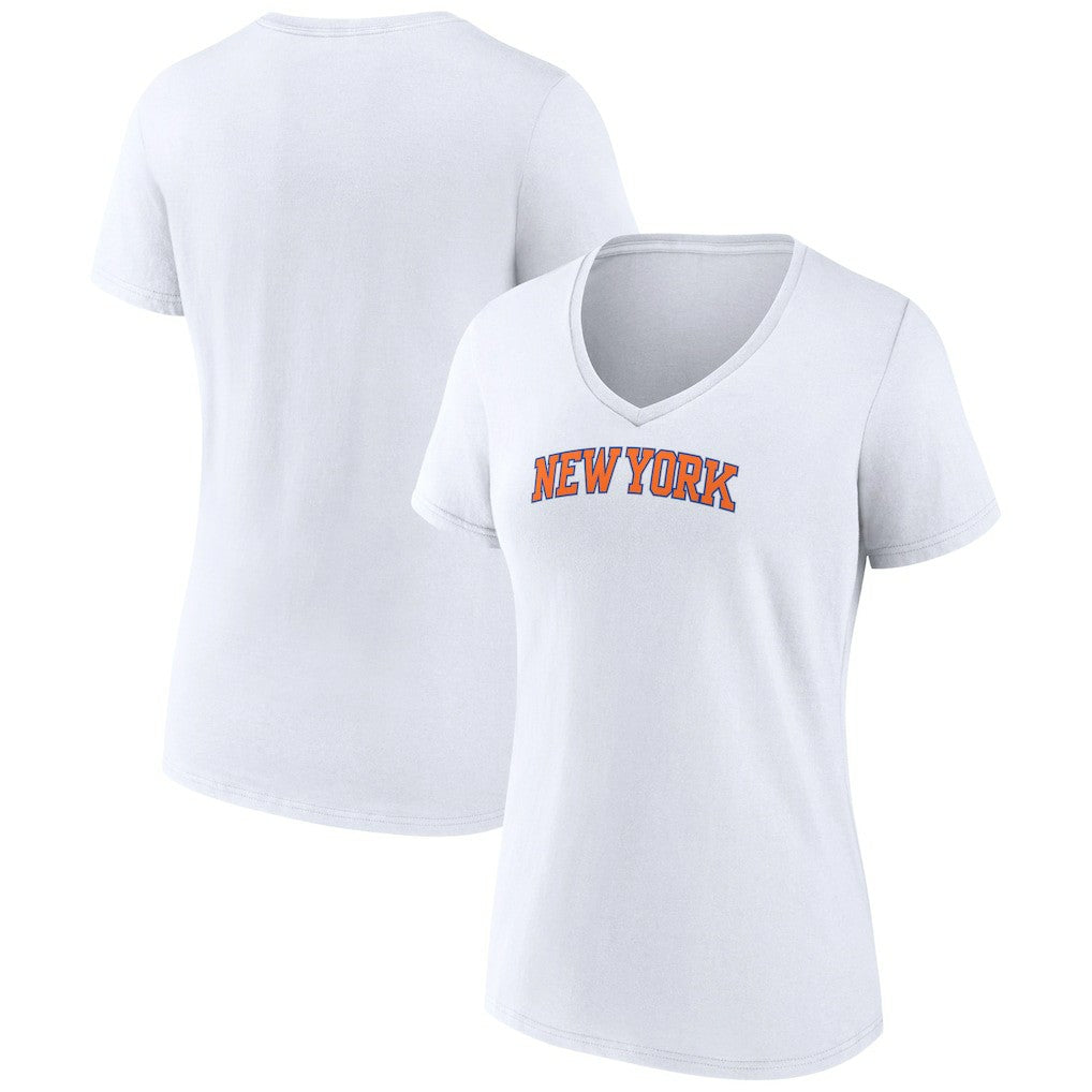 New York Knicks Women's Wordmark Home V-Neck T-Shirt New