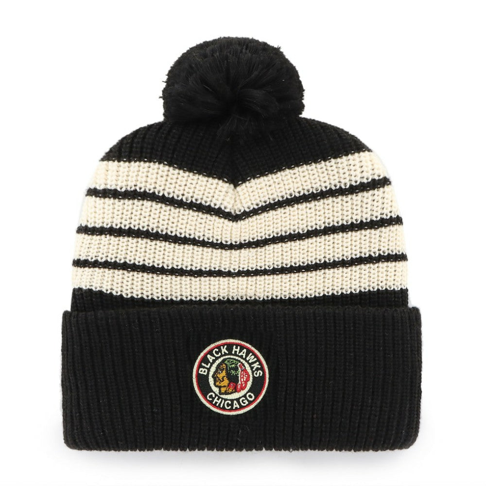 Chicago Blackhawks '47 Old Time Hockey Barn Cuffed Knit Hat with Pom Outlet