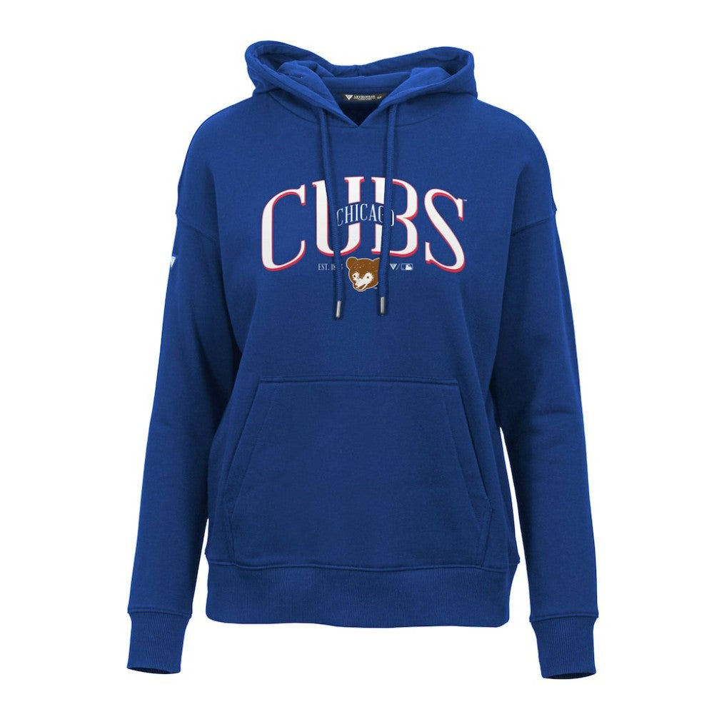 Chicago Cubs Levelwear Women's Adorn Cooperstown Collection Retro Spellout Pullover Hoodie | MLB On Sale
