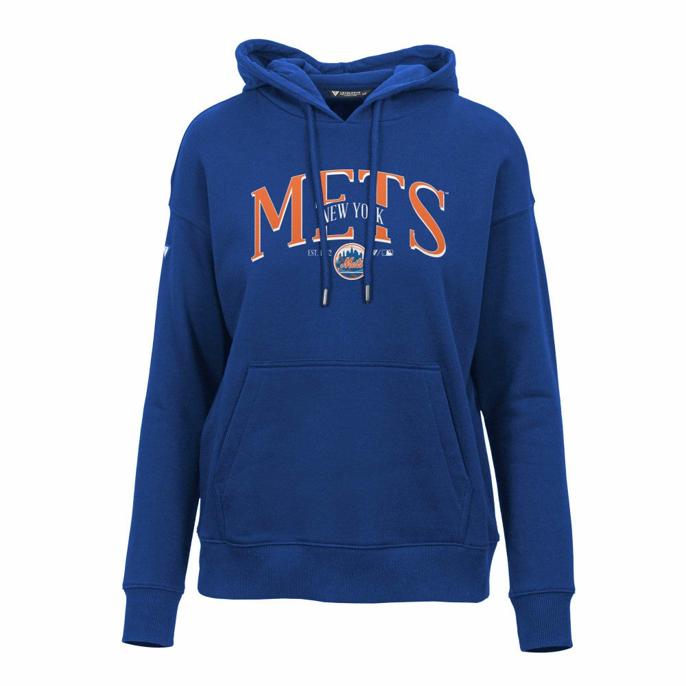 New York Mets Levelwear Women's Adorn Cooperstown Collection Retro Spellout Pullover Hoodie | MLB Shop