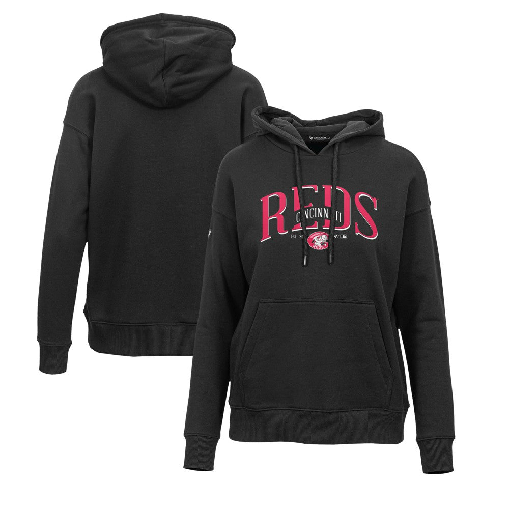 Cincinnati Reds Levelwear Women's Adorn Cooperstown Collection Retro Spellout Pullover Hoodie | MLB US