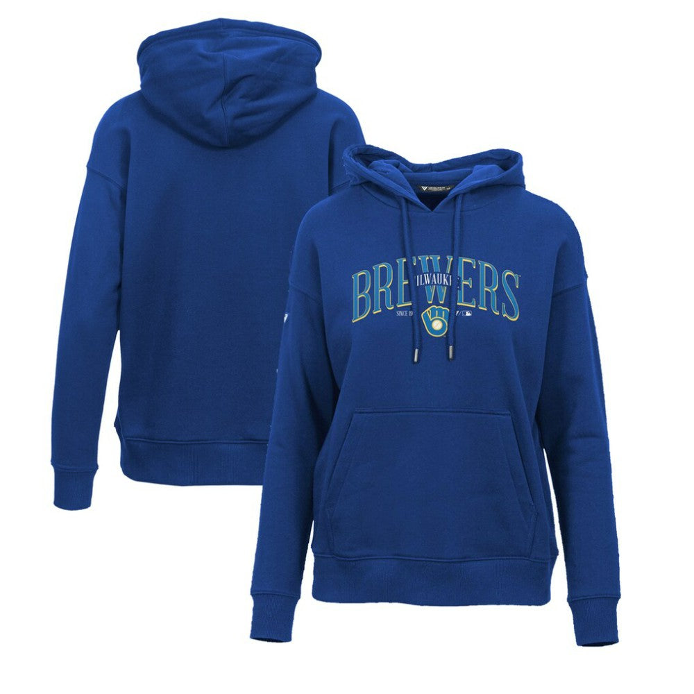 Milwaukee Brewers Levelwear Women's Adorn Cooperstown Collection Retro Spellout Pullover Hoodie | MLB Shop
