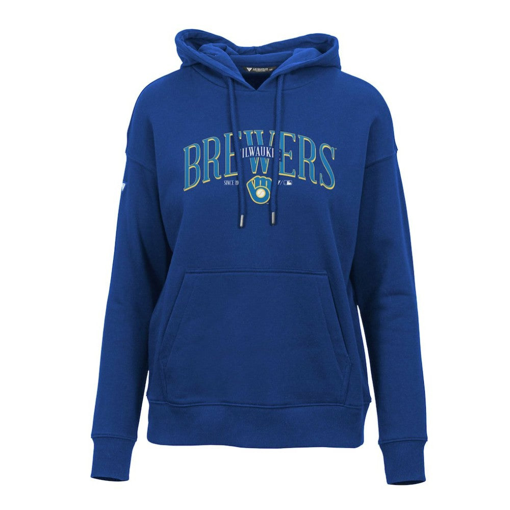 Milwaukee Brewers Levelwear Women's Adorn Cooperstown Collection Retro Spellout Pullover Hoodie | MLB Shop
