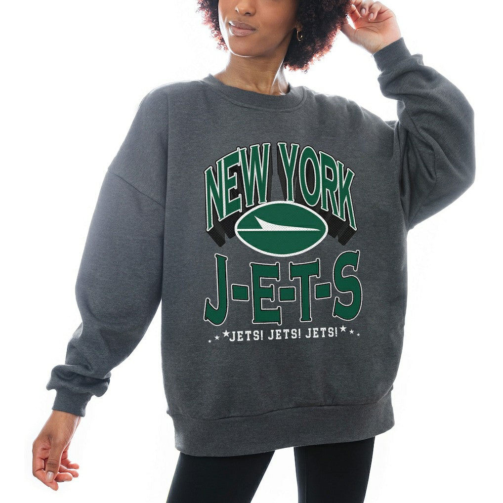 New York Jets  Gameday Couture Women's Oversized Long Weekend Premium Fleece Drop Shoulder Pullover Sweatshirt