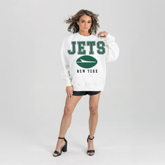 New York Jets  Gameday Couture Women's Sunday Drives Oversized Crewneck Pullover Sweatshirt