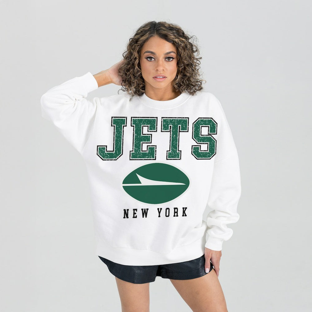 New York Jets  Gameday Couture Women's Sunday Drives Oversized Crewneck Pullover Sweatshirt