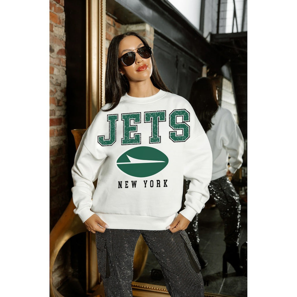New York Jets  Gameday Couture Women's Sunday Drives Oversized Crewneck Pullover Sweatshirt