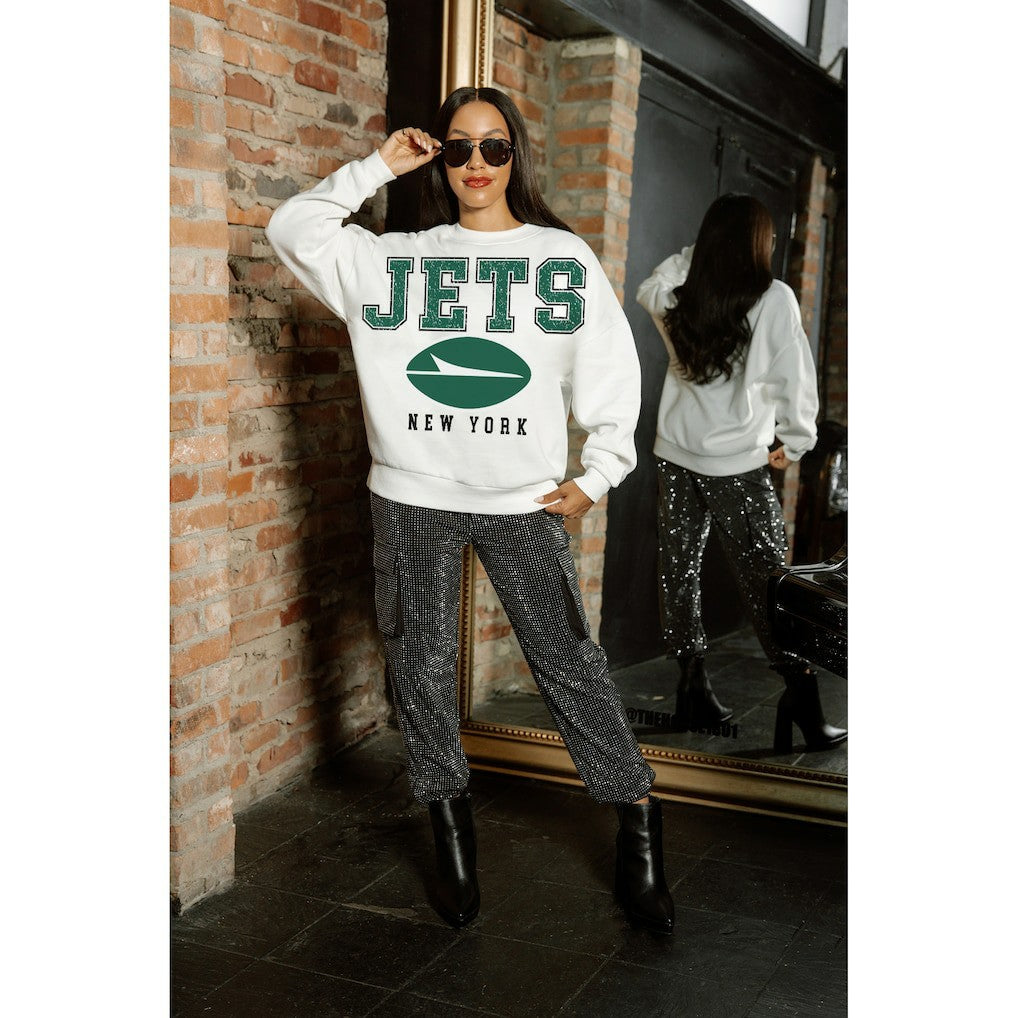 New York Jets  Gameday Couture Women's Sunday Drives Oversized Crewneck Pullover Sweatshirt