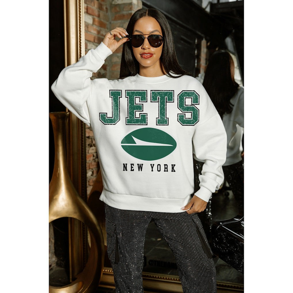 New York Jets  Gameday Couture Women's Sunday Drives Oversized Crewneck Pullover Sweatshirt