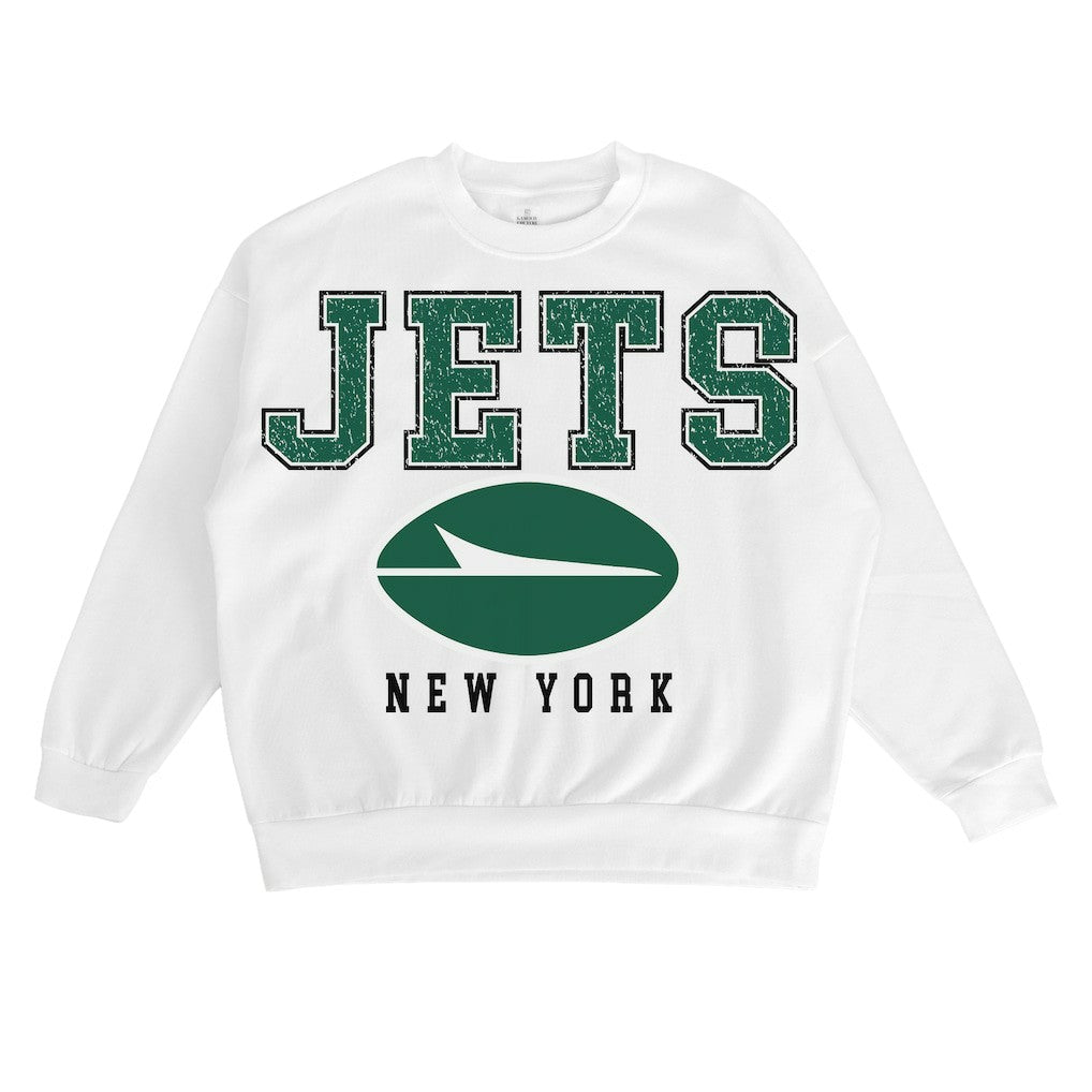 New York Jets  Gameday Couture Women's Sunday Drives Oversized Crewneck Pullover Sweatshirt
