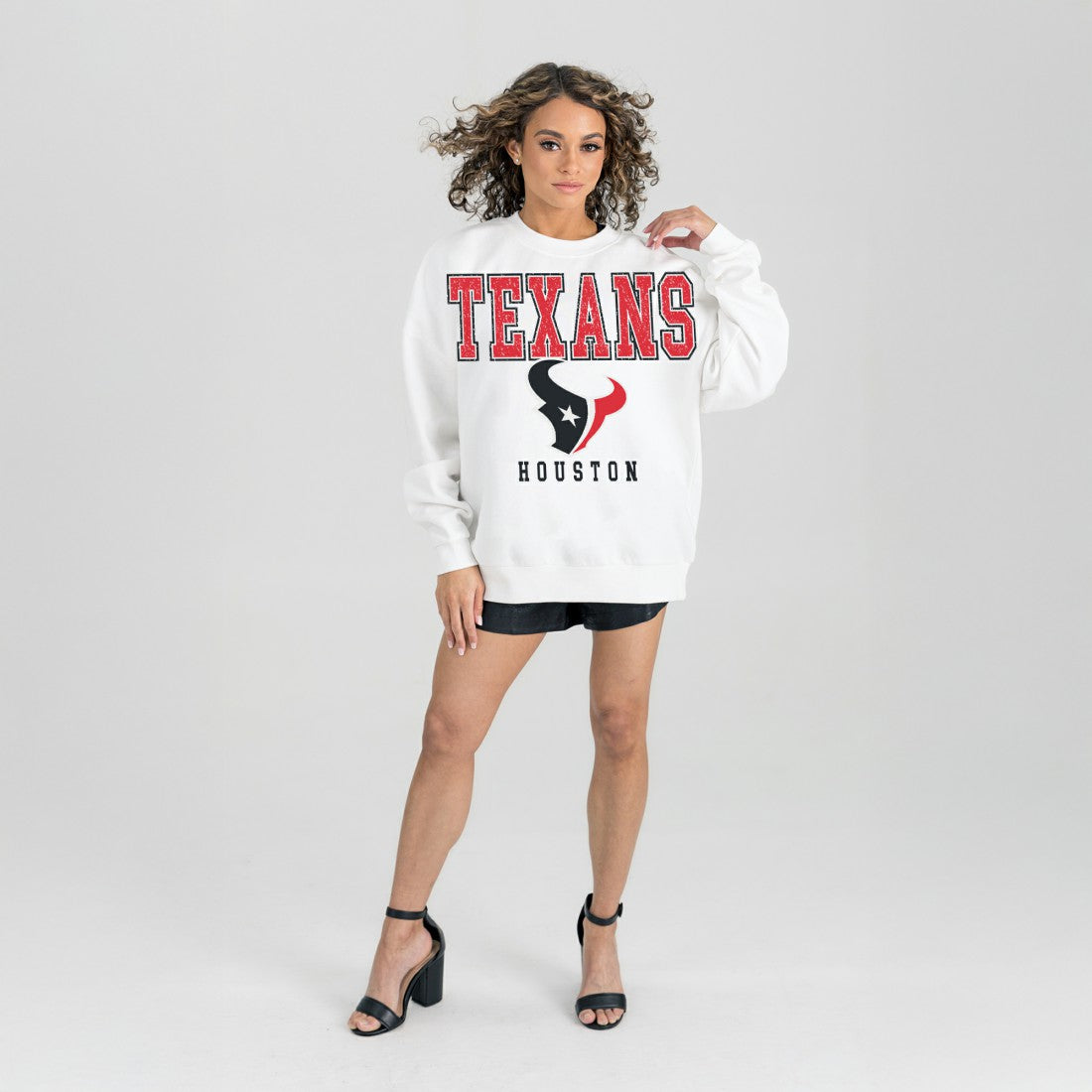Houston Texans  Gameday Couture Women's Sunday Drives Oversized Crewneck Pullover Sweatshirt